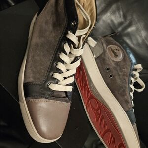 Christian Louboutin Men's Grey High-Top Sneakers